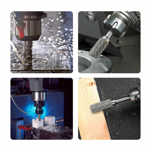 5pcs 1/4" Shank Diamond Burr Bits Set for Rotary Tool, 6x8mm Tungsten Carbide Files for Woodworking/Carving