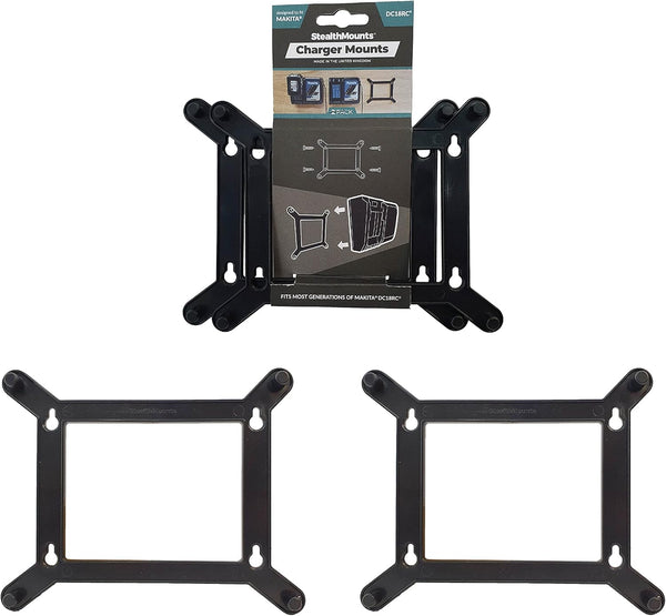 StealthMounts Makita Charger Mount, Charger Holder for Makita Wall Mount (Black) - 2 Pack (Single Charger)