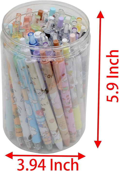 YIKANGHENG 50 Pcs Fine Point Cute Pens With a Pen Holder, 0.5mm 50 Different Random Styles Black Ink Kawaii Gel Pens for Office, Study, Gift and Home Supplies (50) by YIKANGHENG