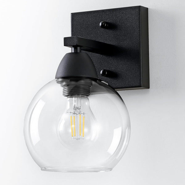 Ruibutrade Bathroom Light Fixtures, 1-Light Matte Black Vanity Light with Hand-Blown Globe Glass