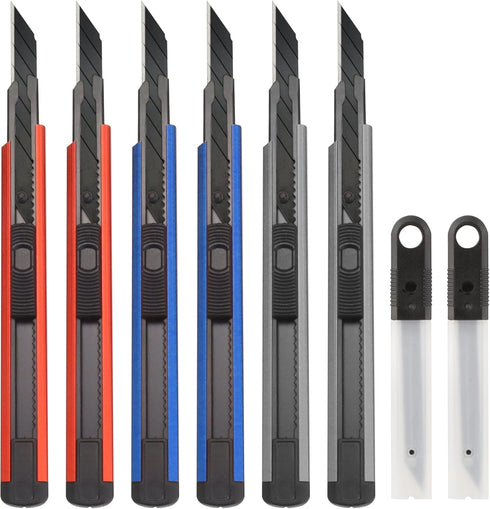 6 Pack Utility Knife Retractable with 30 Degree Snap Off Blade, Extra 20 Sharp Blades for Heavy Duty