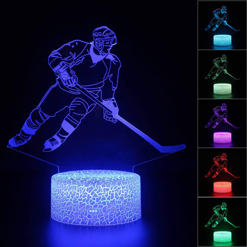 3D 16 Teenager Chrismas Gifts Xmas Gift Illusion Hockey Night Light Lamp Color Changing Smart Touch&Remote Control