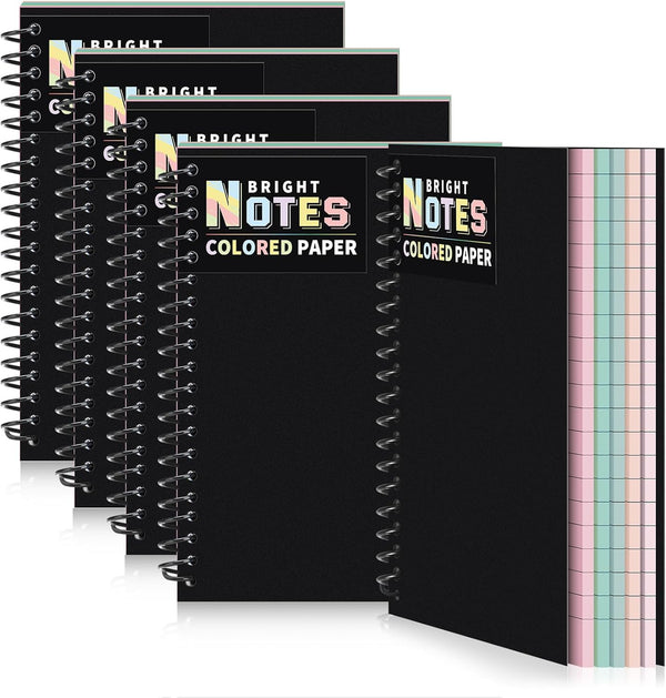 Eaasty 6 Pack Spiral Notebook, 5 x 7 Inch, College Ruled, 80 Sheets/Pack, Colored Paper, Memo Books for School Office