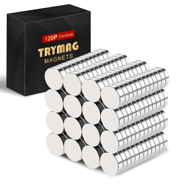 TRYMAG Small Magnets, 120Pcs Tiny Rare Earth Neodymium Magnets, Strong Round Fridge Magnets for DIY, Kitchen, Office
