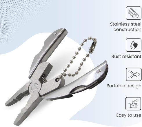 Mini Multitool Keychain Set - 6-in-1 Pocket Tool, Multifunctional Plier, Wire Strippers, Phillips Screwdriver, Knife,