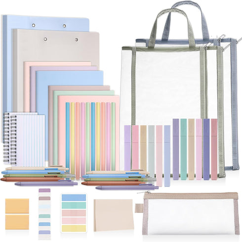 Colarr 54 Pieces Aesthetic School Supplies Set, Back to School Essentials Kit for High School and College (Morandi)
