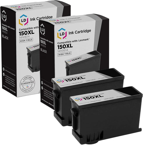 LD Products Compatible Ink Cartridge Replacement for Lexmark 150XL 14N1614 High Yield (Black, 2-Pack) for Lexmark