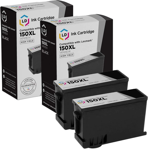 LD Products Compatible Ink Cartridge Replacement for Lexmark 150XL 14N1614 High Yield (Black, 2-Pack) for Lexmark