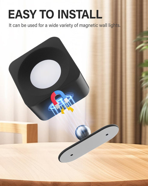 360 4PC Adjustable Magnetic Base for Wall Sconces, Universal Replacement Fit All Wall Lights, Includes Adhesive