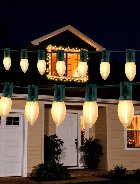 Adirxon (2-Pack) 50FT 50 LED C9 Outdoor Christmas Lights, Waterproof & Connectable String