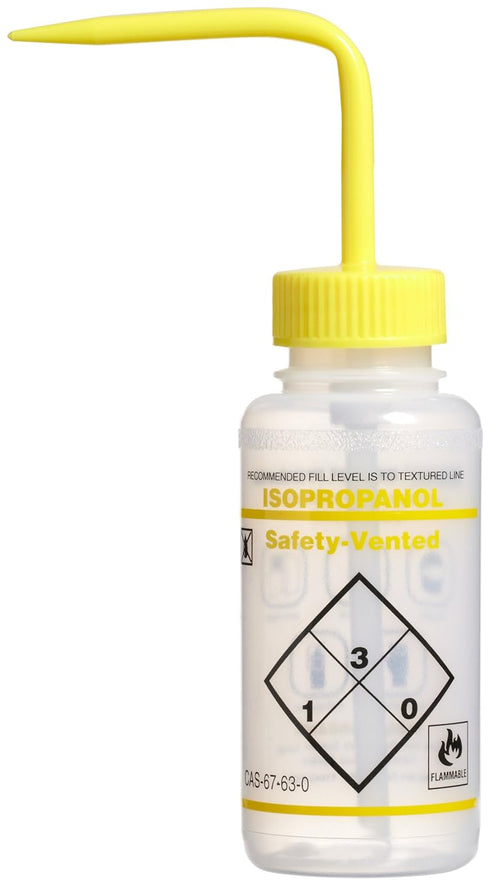SP Bel-Art Safety-Vented 2-Color Isopropanol Wide-Mouth Wash Bottles - 250ml (Pack of 3)