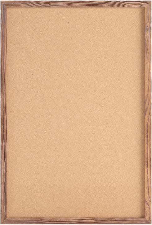 Flash Furniture Rustic Wall Mount Cork Board 24" x 36" for Home Office School with Wood Push Pins