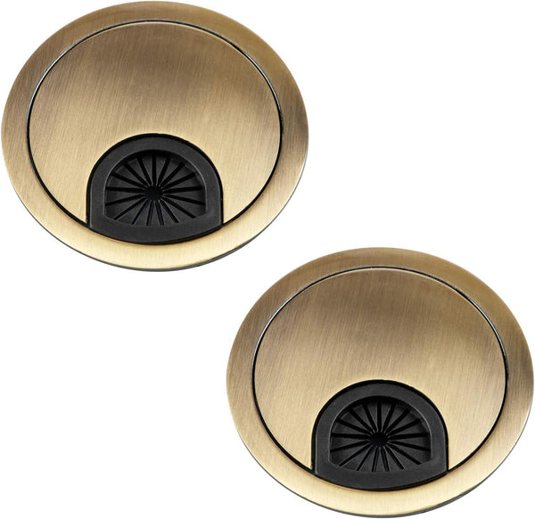 aoozleny Desk Grommet for Wire Organizer, PC Computer Plastic Grommet Cord, Tidy Cable Hole Cover, 2 Pack, Gold