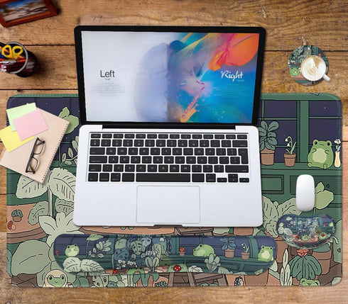 VIKIBO 4 1 Set, Set 35.4 x15.7 Cute Frog in Large Mouse Pad Kawaii Extended Mouse Pad Desk Pad Easy Typing for Typing