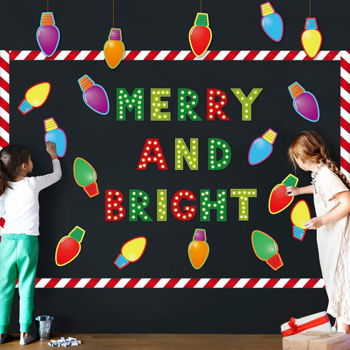 Christmas Cutouts, Xmas Bulb Classroom Bulletin Board Decorations for Merry Christmas Party Supplies for Kids Students