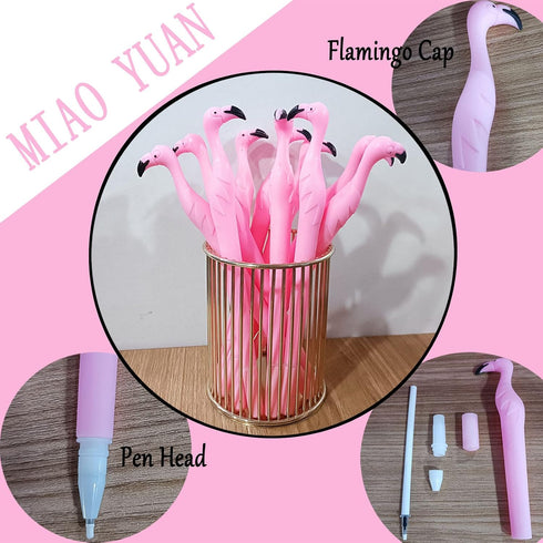 MIAO YUAN 40 PCS Cute Pink Flamingo Gel Pens, Black Ink (0.5mm) Gifts for Child Women Coworkers and School Supplies