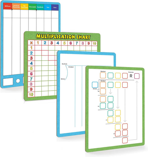 Dry Erase Division & Multiplication Chart White Board 9" x 12", Double Side Table Math Manipulatives for Kids