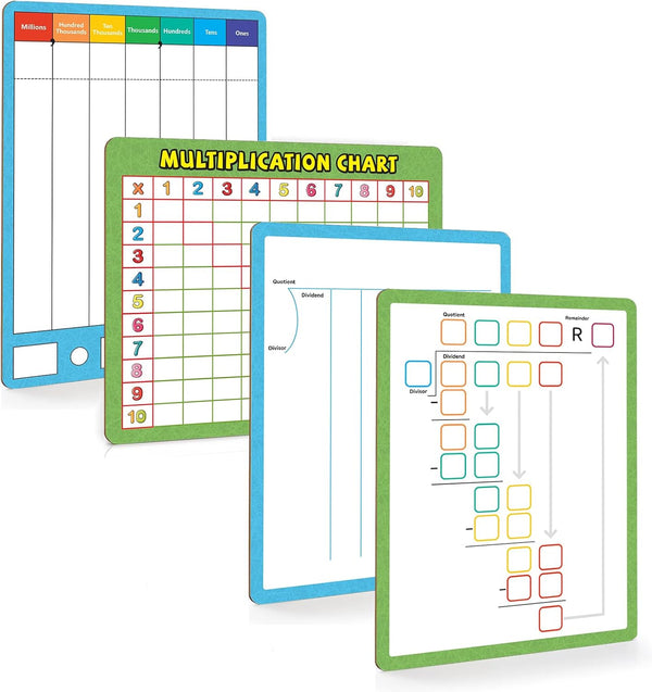 Dry Erase Division & Multiplication Chart White Board 9" x 12", Double Side Table Math Manipulatives for Kids