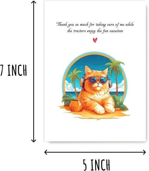 NHBDesigns 5 7 inches Thank You Card - Vacation Cat - Fun Thanks - Keepsake For Pet Lovers, x