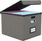 Huolewa Upgraded Portable File Organizer Box with Lid, Stylish Filing Box for Hanging File Folders, Office Storage