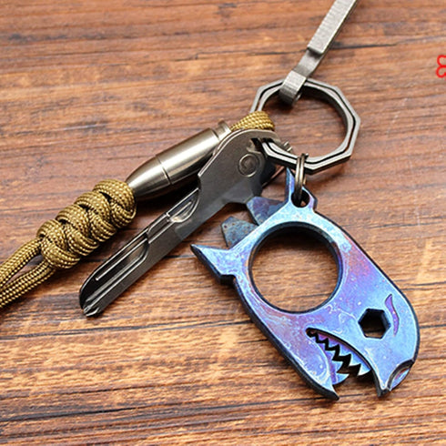 EDC Pry Bar with Bottle Opener Wrench Titanium Prybar Multi Tool Shark Pocket Crowbar - Your Versatile Companion