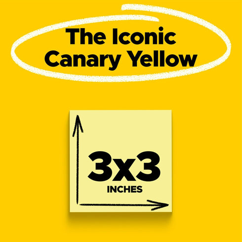 Post-it Notes, 3x3 in, 24 Pads, Canary Yellow, Clean Removal, Recyclable