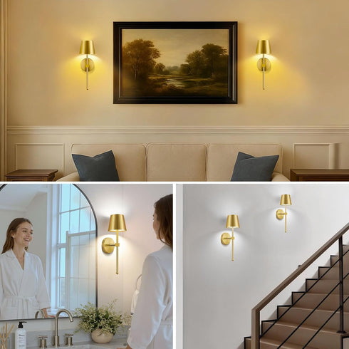 Set Dimmable LIGHTESS Battery Operated Wall Sconce of Two with Touch and Remote Control, Rechargeable Wall Lights