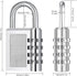 ZHEGE 4 Digit Padlock for Gym Locker, School, Employee, Outdoor, 2 Pack, Silver