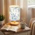 VIHOSE Blue Floral Kids Table Lamp for Bedroom Kids Bedside Lamp with Linen Wooden Nightstand Cartoon Nursery Lampshade