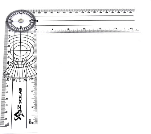 A2ZSCILAB Plastic 8" Spinal Goniometer, 360 Degree ISOM Physical Therapy Protractor