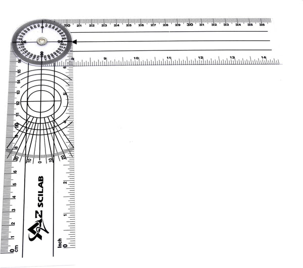 A2ZSCILAB Plastic 8" Spinal Goniometer, 360 Degree ISOM Physical Therapy Protractor