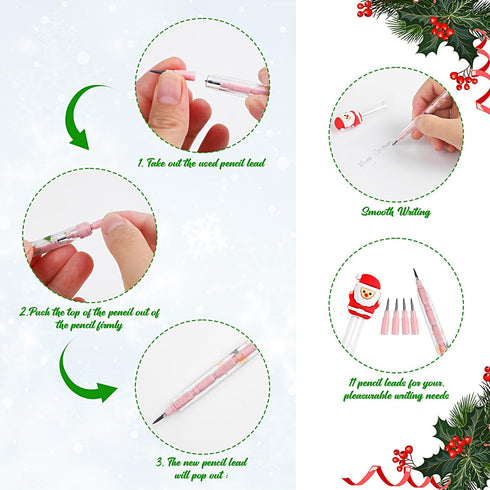 DIYASY 24 Pieces Christmas Stackable Pencils, Holiday Mechanical Pencil Bulk for Kids Party Supplies