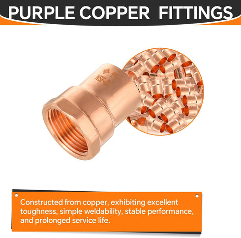 5-Pack Copper Fittings, 1-Inch Copper Female Adapter, C x FNPT with Sweat Solder Connection
