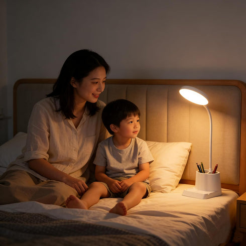 360 Dimmable 12 LED Desk Lamp for Home Office, Rotating Gooseneck Small Table Lamp with USB Charging Port, Eye-Care