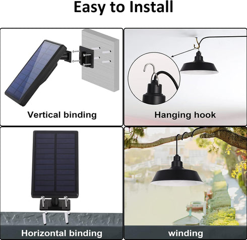 (2 Pack), 16.4ft IP65 Solar Powered LED Pendant Lights with Remote Adjustable Solar Panel and Cord, Waterproof