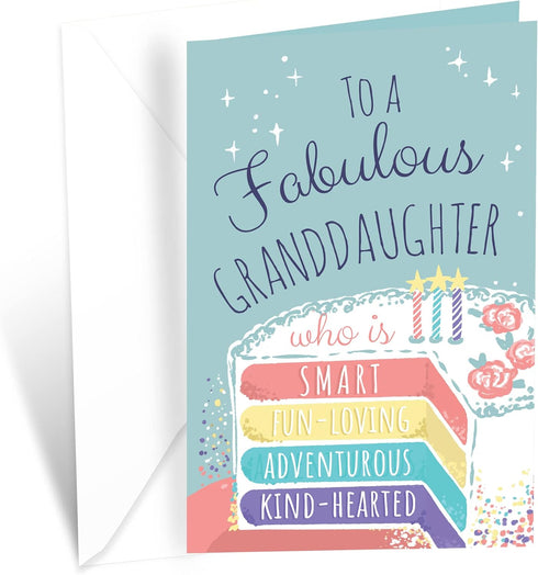 Prime Greetings Birthday Card For Granddaughter, Eco-Friendly, Thick Card Stock with Premium Envelope 5in x 7.75in