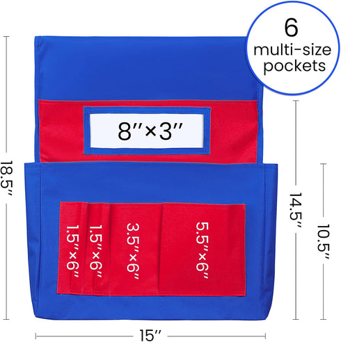 Godery Chairback Buddy Pocket Chart, Storage Canvas Seatback Organizer for Home, Classroom, Red