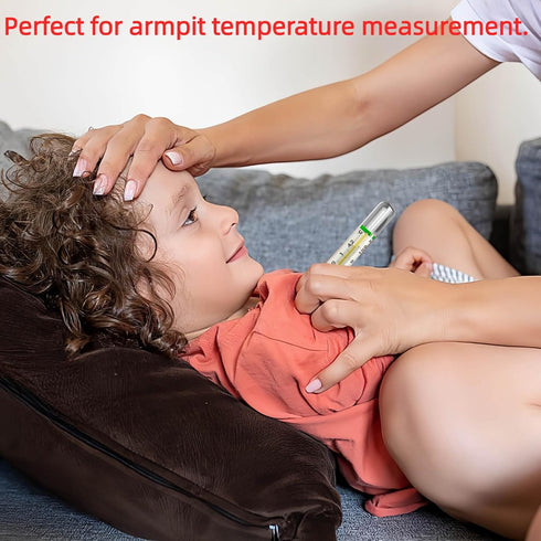 HARIKA LIFE 2PCS & Mercury Free Thermometer for Armpit - Clinical Glass Temperature Test for Fever -Classic Non Digital