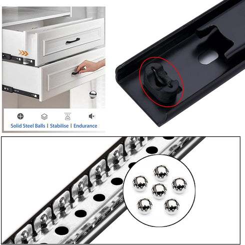 V3VOGUE 4 Cabinet Furniture Hardware Rails - Heavy Duty Drawer Slides,for Desk, Wardrobe, Bedside Table, Dresser,Ball