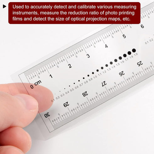 Film Flexible Ruler 30cm, Transparent PET Plastic Covered Folding Straight Ruler with 0.5mm Scale