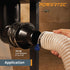 POWERTEC 70402 4" Hose to 2-1/2" Hose Cone Reducer with Dust Control Flex Cuff and Adjustable Key Hose Clamps