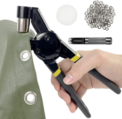 Grommet Tool Kit, 3/8 inch Manual Eyelet Press Machine with 500 pcs 10 mm Grommets