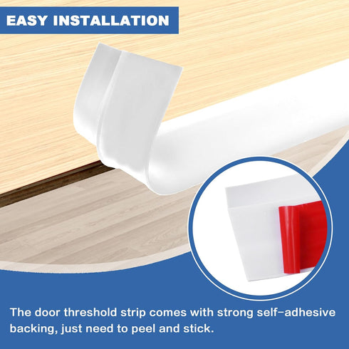 Floor Transition Strip Self Adhesive for Vinyl Door Threshold, Carpet Edging Strip from 2/5" to 3/5" (White, 3.3 Ft)