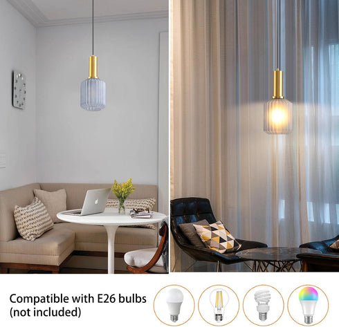 AOJUNSANSAN 2 Pack Mid Century Smoke Gray Glass Pendant Light Fixture Brushed Gold Pendant Lights Kitchen Island Modern