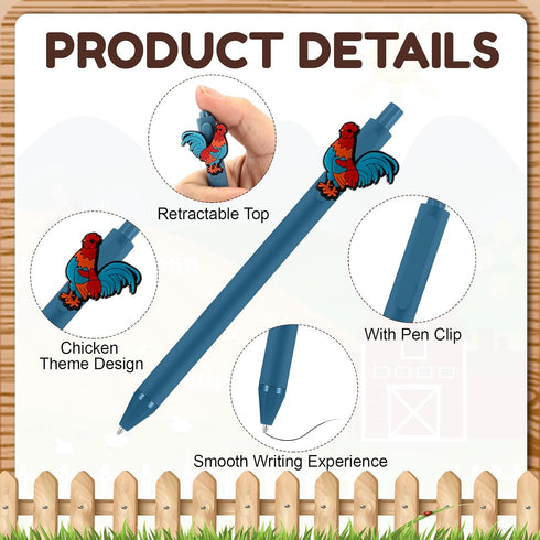Sayglossy 12 Pcs Chicken Lover Gifts Funny Pens Bulk Roosters Turkey Hen Farm Animal Ballpoint Pens for Chicken Lovers