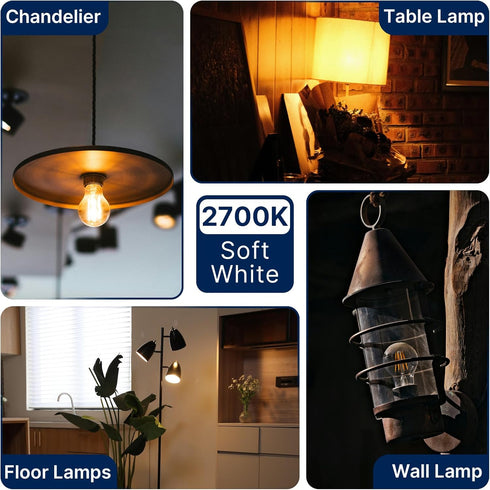 60W Dimmable A19 Bulbs, 7W, 800Lumens, 2700K CRI82, E26 15000 Bulbs, 4 Pack FLSNT Equivalent LED Light Efficient Soft
