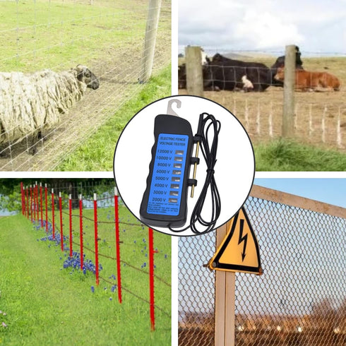 Electric Fence Voltage Tester, 12KV Neon Fault Finder with 8 Neon Indicator Lights for Farms Waterproof