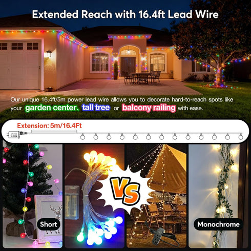116ft 200 11 IP44 RaThun Color Changing String Lights, LED Multicolor & Warm White Crystal Globe Lights with Remote