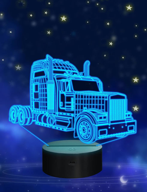 GIFTOHOLIC Truck 3D Bedside Lamp, Lorry Illusion Hologram Night Light 16 Colors