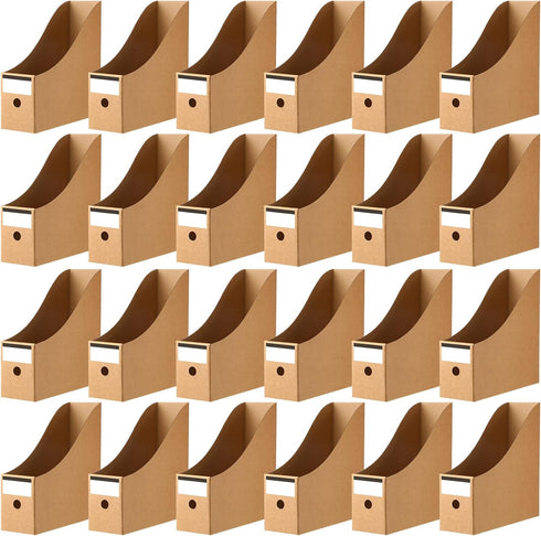 Thenshop 24 Pcs Cardboard Magazine File Holders, Magazine Paper Organizer Storage Folder for Desk, Brown